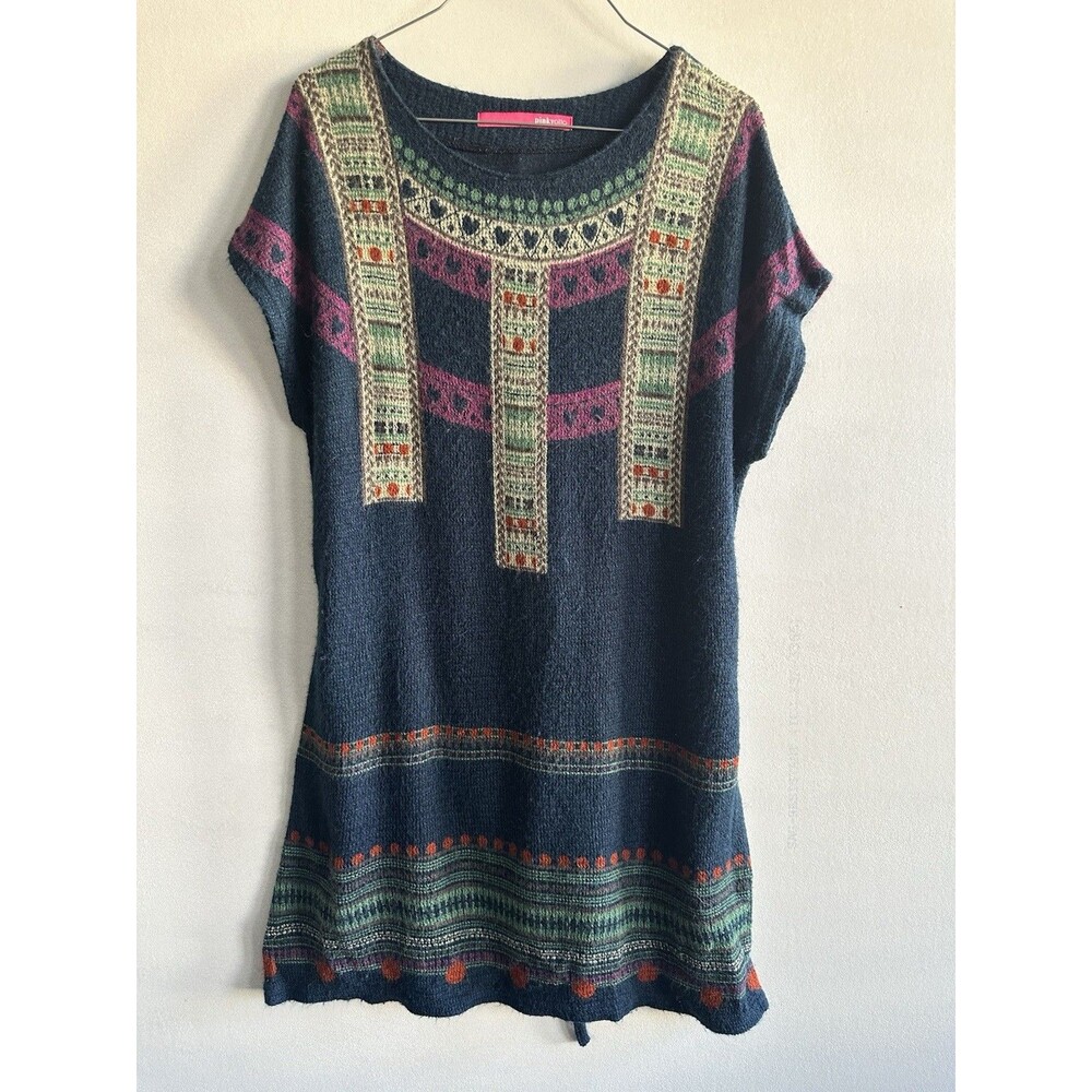 Pinkyotto Pleated Midi Dress Geometric Print Boho Artsy Colorful Sleeveless